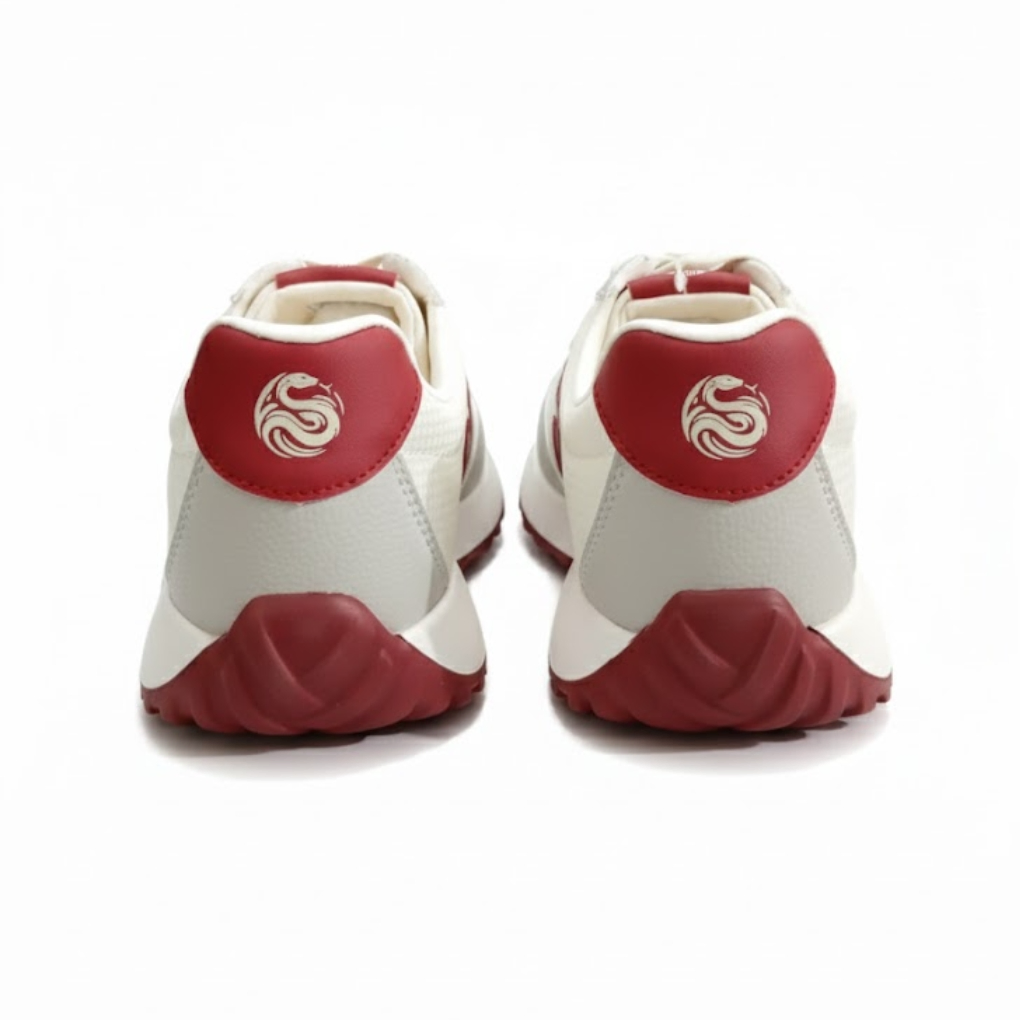 NYLN Retro-Inspired Sneakers – Light Gray / White / Maroon